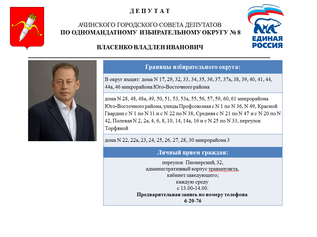 Избирательные округа / Совет депутатов / Официальный портал исполнительной  и представительной власти города Ачинска